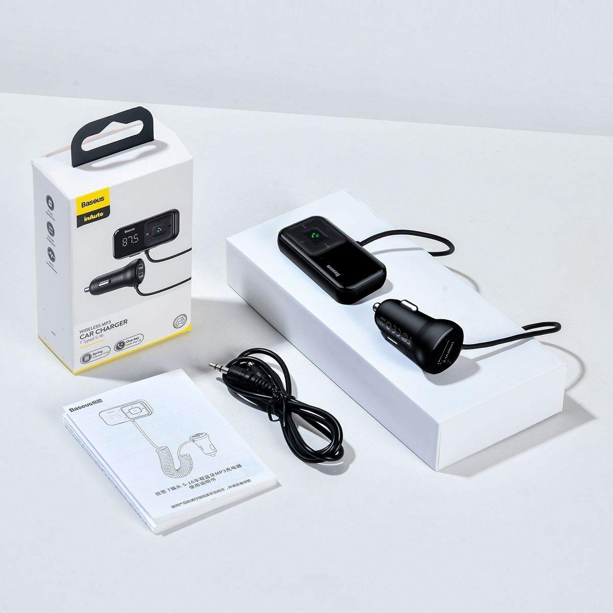 FM-трансмиттер BASEUS T-typed S-16 Wireless MP3 Car Charger Black (CCTM-E01) - фото 4