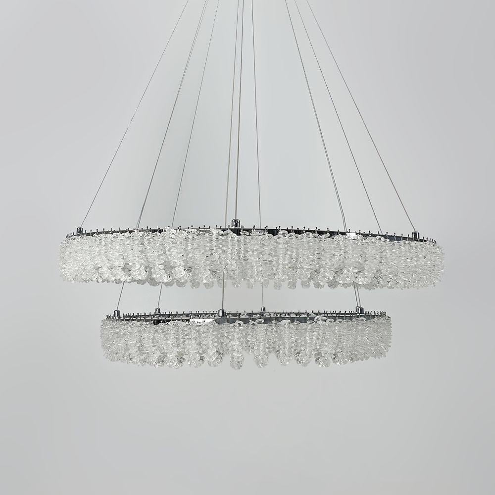 Люстра кольцевая хрустальная на 2 яруса 80/60 см Хром (33038-800+600 CH) - фото 2 Люстра кольцевая хрустальная на 2 яруса 80/60 см Хром (33038-800+600 CH) - фото 2