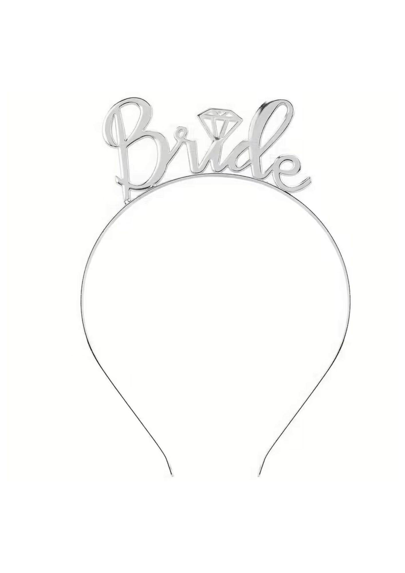 Обруч для нареченої на дівич-вечір Bride Срібний (42)