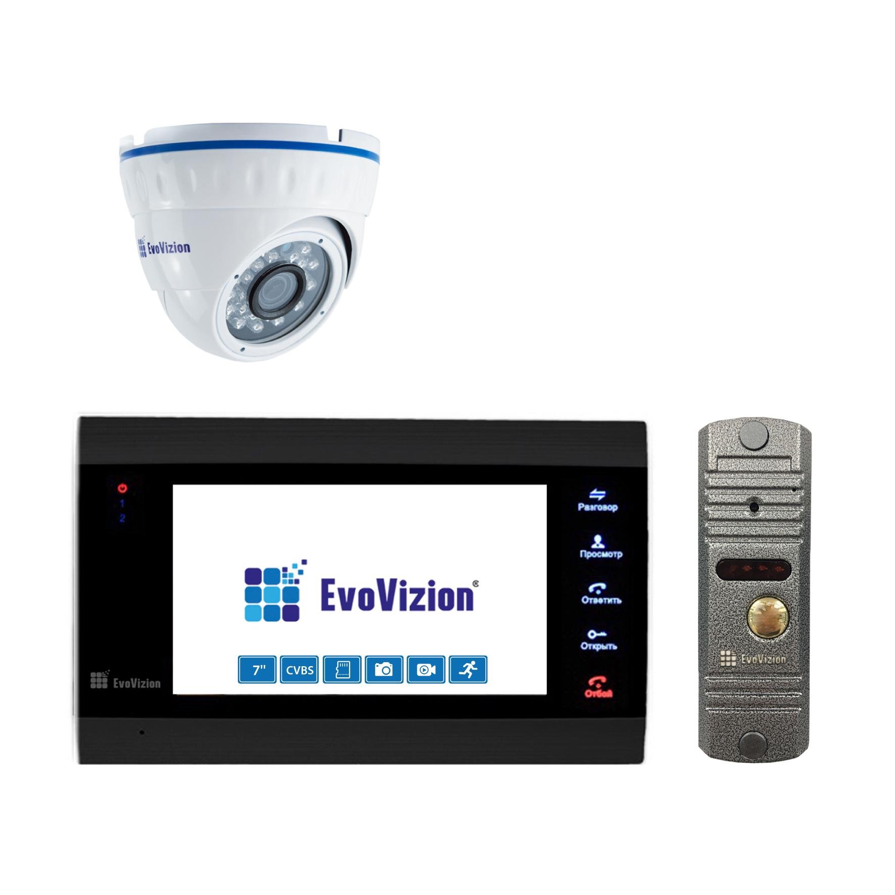 Комплект домофона EvoVizion VP-701 Black та DP-03 Silver з камерою AHD-528-100