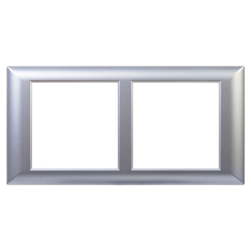 Рамка из суппорта 2-постовая ДКС Avanti 63,5х127,2х7 мм с каркасом для In-Liner Front/Aero Серебристый (4404914)