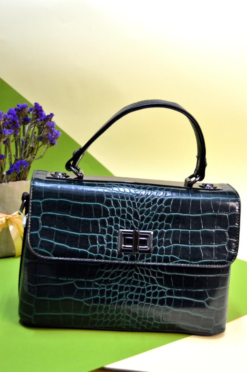 Жіноча сумка Pele Velini поворотна застібка Темно-зелений (1130)