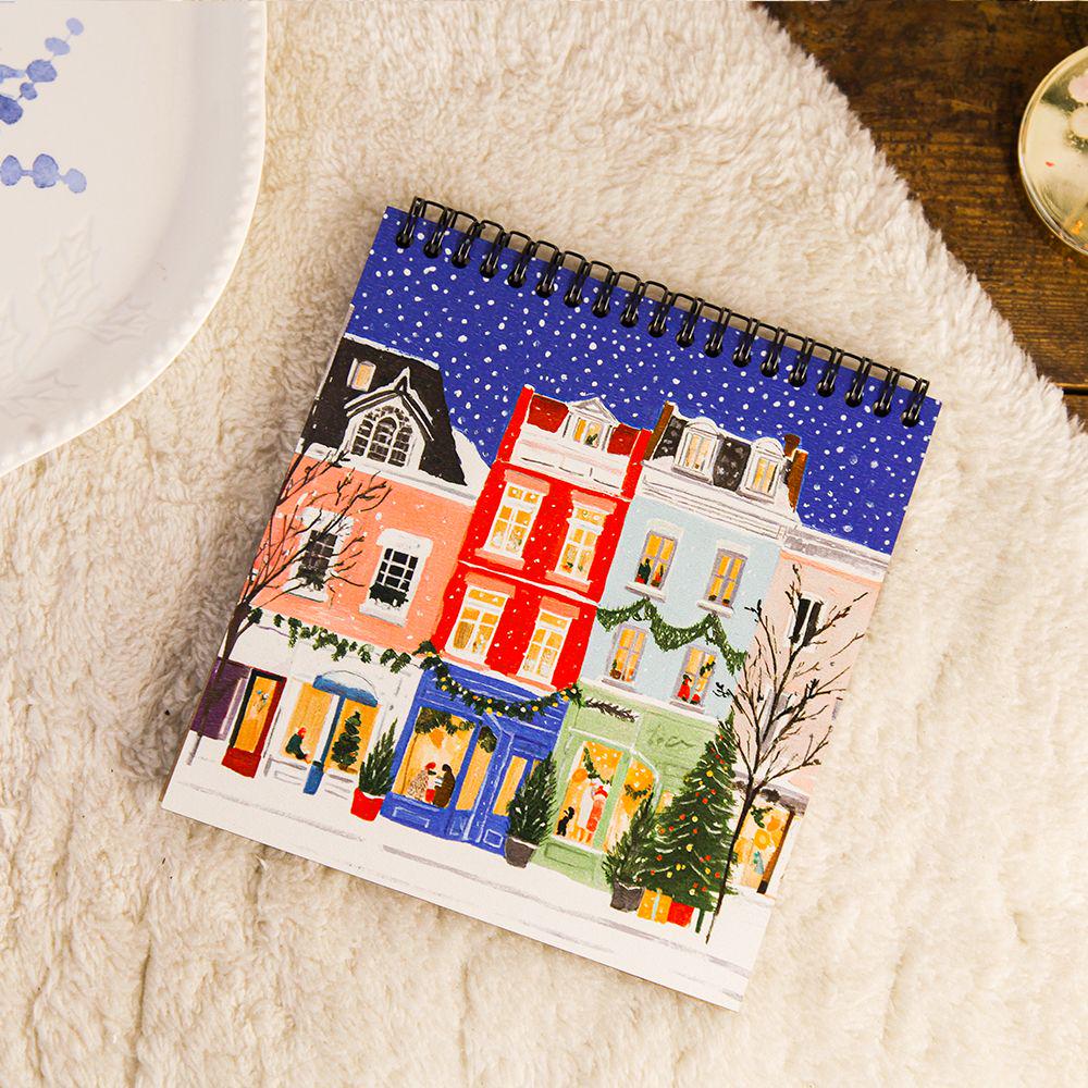 Скетчбук для ескізів та замальовок Зимові будиночки 16,7х18 см 45 аркушів (BDK_26NY003)