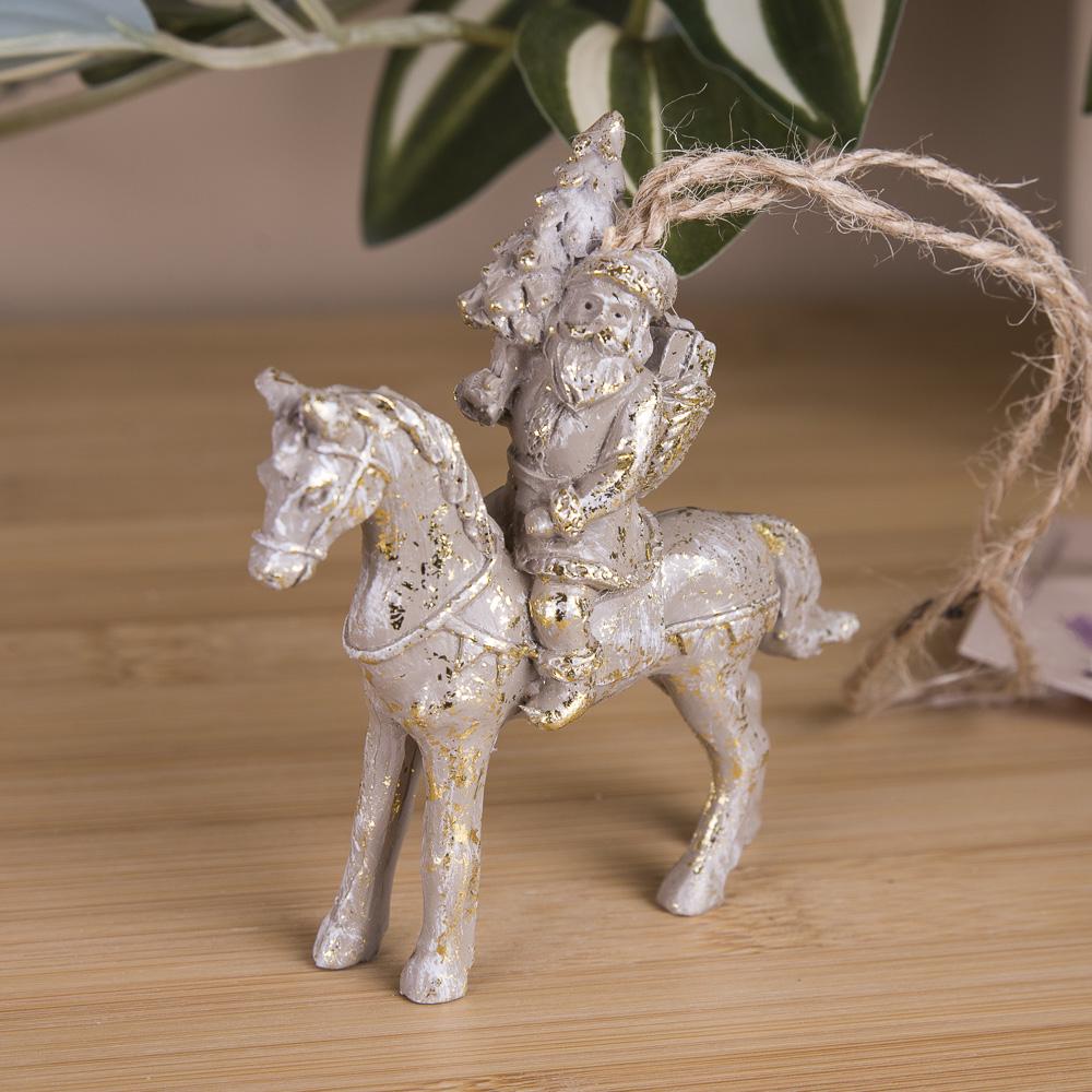 Подвеска Санта на коне 9 см (4283-1)