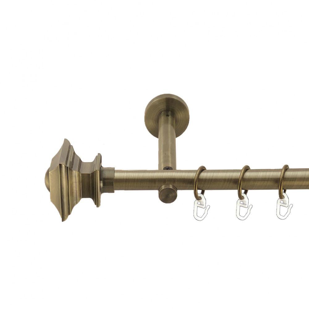 Карниз металевий Orvit Борджеза однорядний циліндр/профіль 16 см/гладка труба/кільце металеве Антик 19 мм 160 см (3998972)