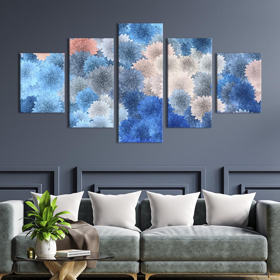 Картина на холсте Изобилие необычных хризантем 112x54 см (918-52)