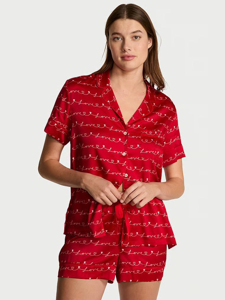 Пижама сатиновая Victoria's Secret Signature Satin Short Pajama Set M Красный (27179098) Пижама сатиновая Victoria's Secret Signature Satin Short Pajama Set M Красный (27179098)
