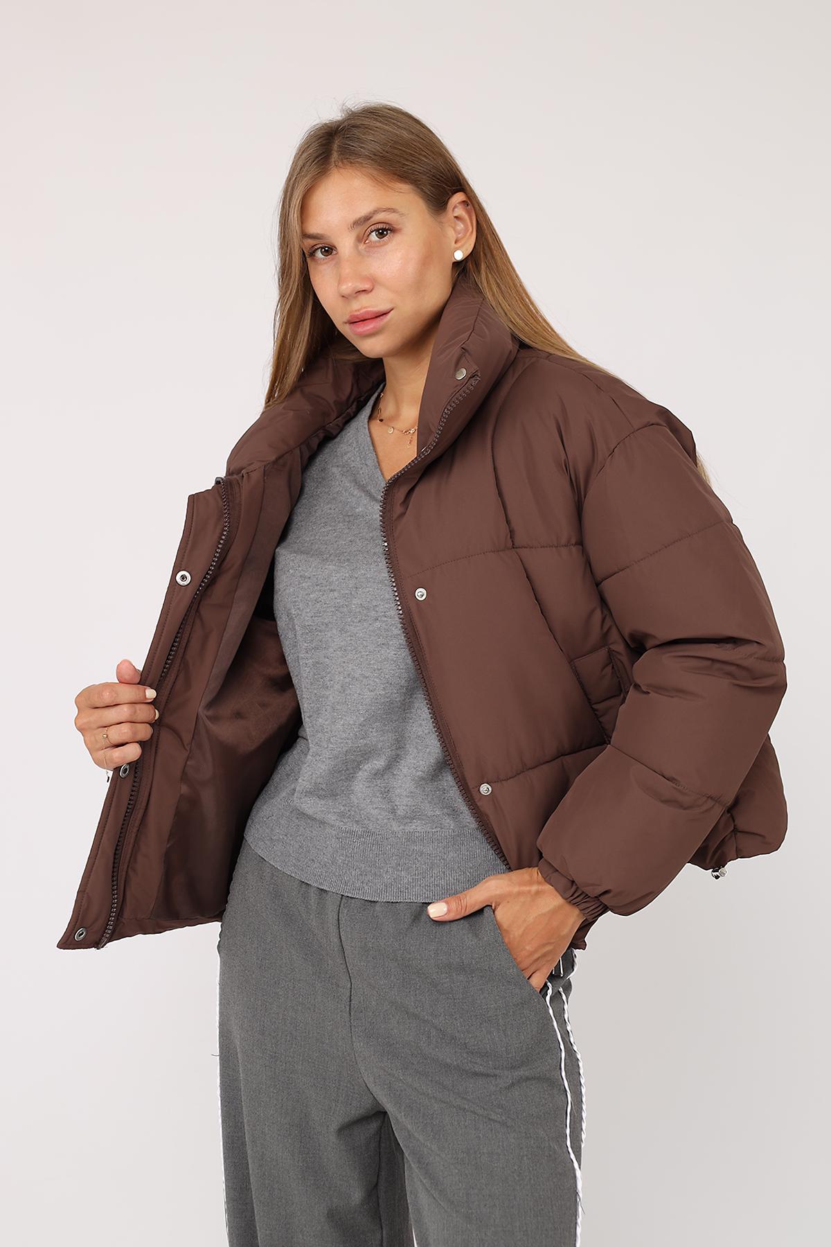 Куртка жіноча ЦБ-00277858 р. 52 Коричневий (28422291) - фото 6 Куртка жіноча ЦБ-00277858 р. 52 Коричневий (28422291) - фото 6