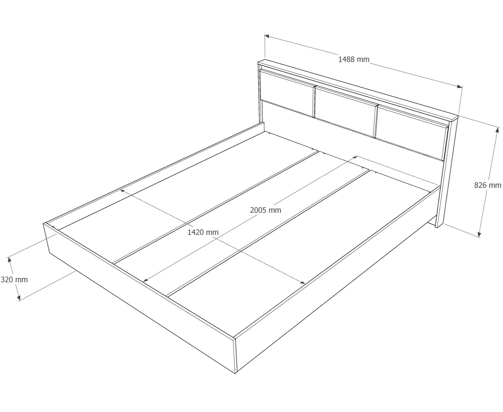 Ліжко двоспальне Everest Сіті 1400 щит ДСП Сонома/Білий (11491) - фото 2