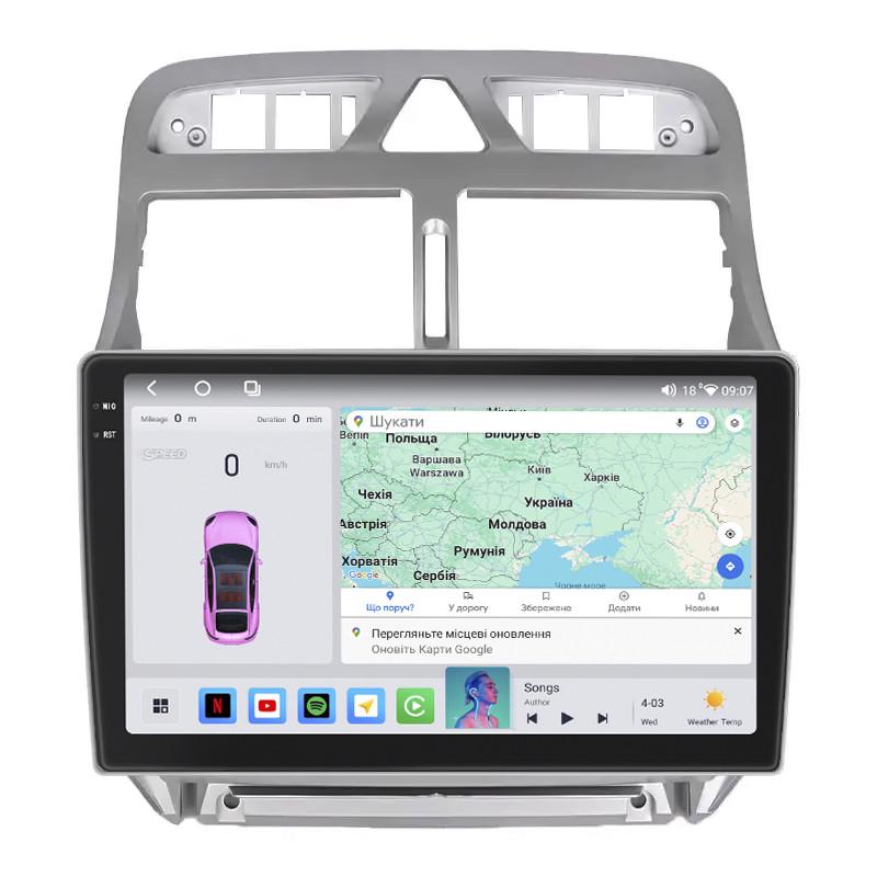 Автомагнитола штатная Lesko 9" Peugeot 307 I 2001 4/64 QLED CarPlay 4G GPS 360°