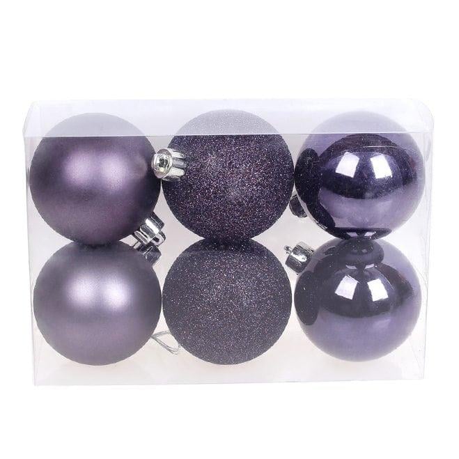 Набор пластиковых новогодних шаров Flora 6 шт. D-6 см (12080)