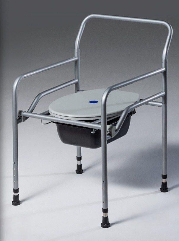 Туалетный стул регулируемый складной для инвалидов и пожилых людей с ведром и крышкой (123458)