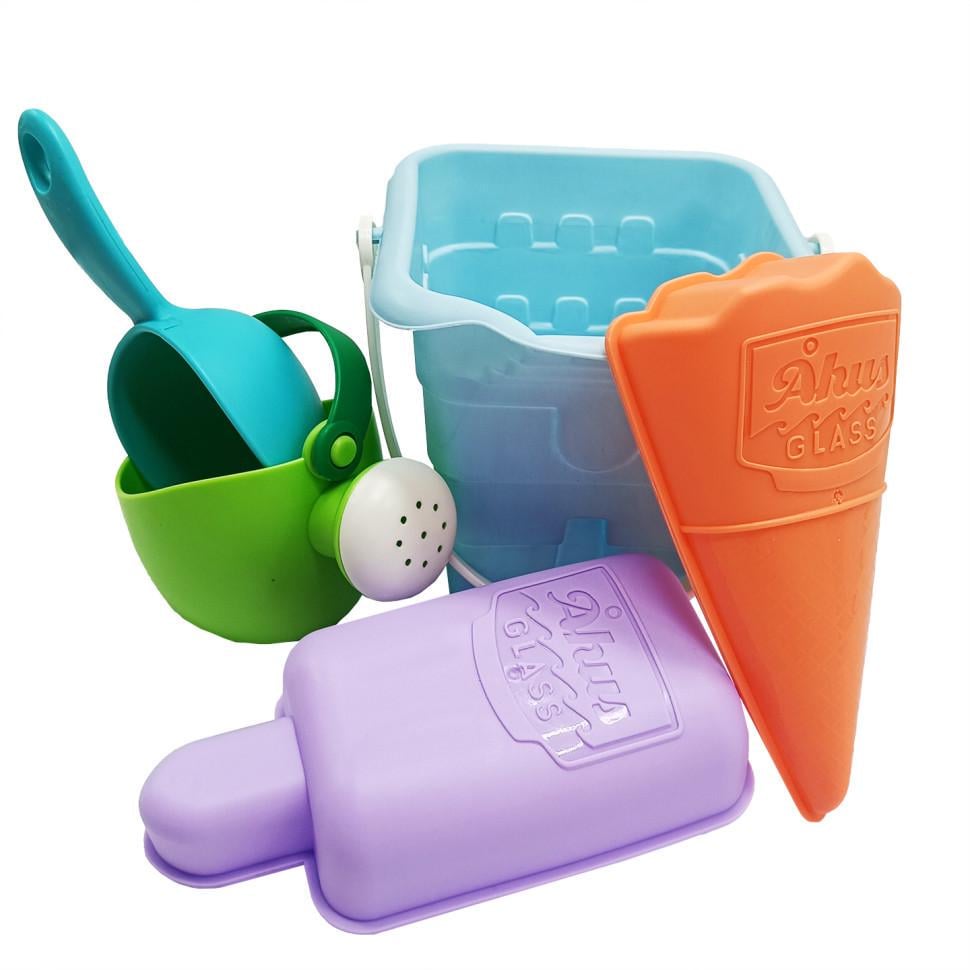 Набір для пісочниці відерце/лопатка/лійка/формочки 2 шт. Синій (HG-153)