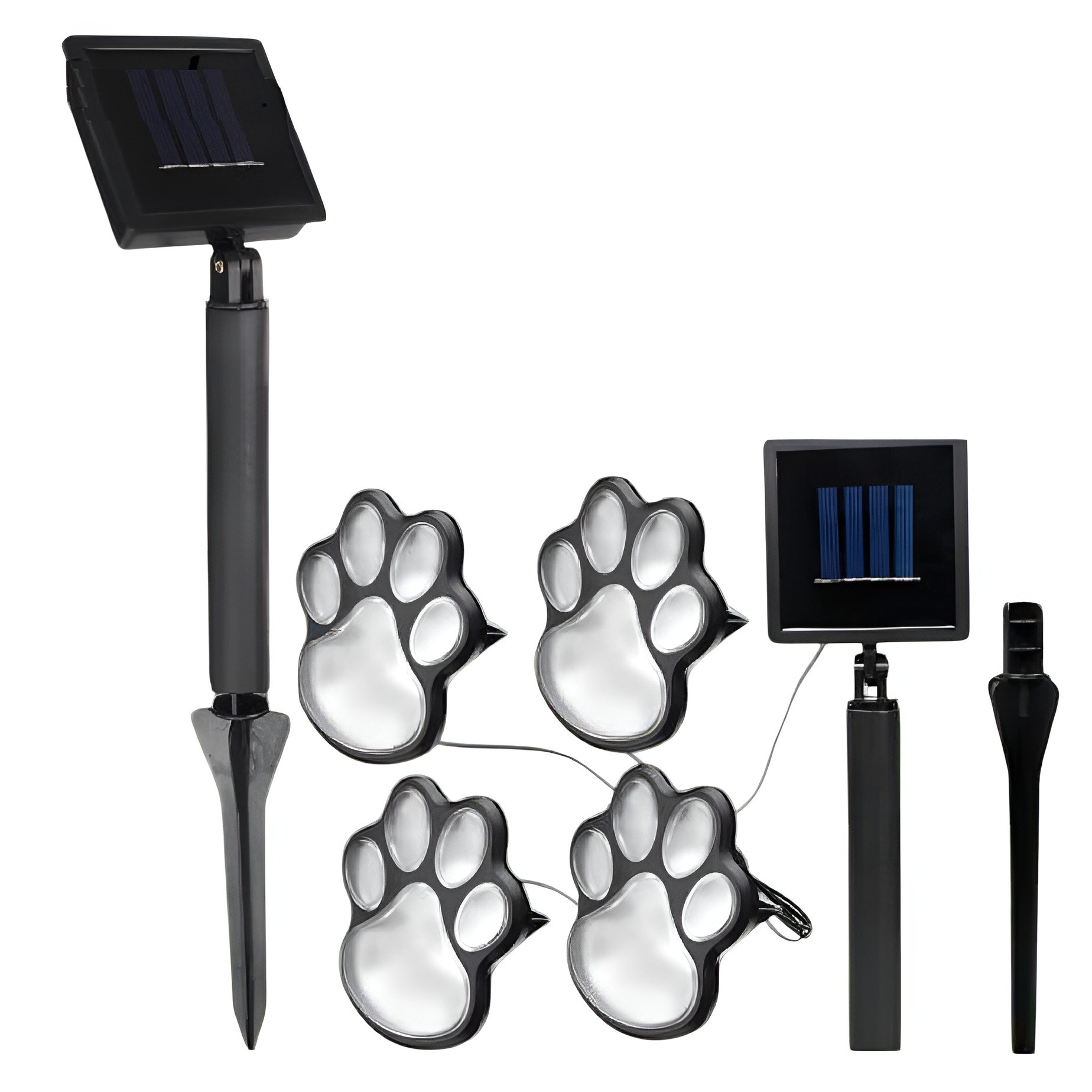 Светильник уличный LED на солнечной батарее Stenson Paw Prints Lights 13х11х19 см /100 mAч/AA400 mah Черный (R93621)