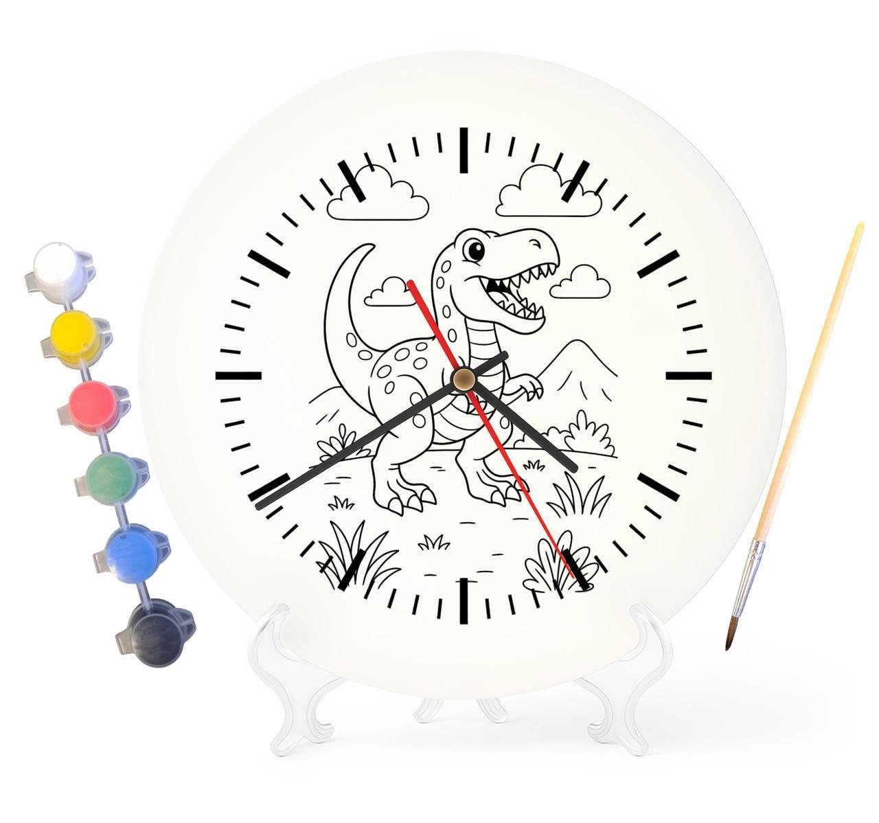 Детский набор для творчества часы раскраска Динозавр Тиранозавр Рекс 30 см (Г0055)