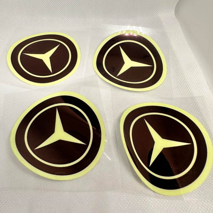 Наклейка логотип Mercedes Benz световозвращающая d 7 см 4 шт. (KG-9184) - фото 2