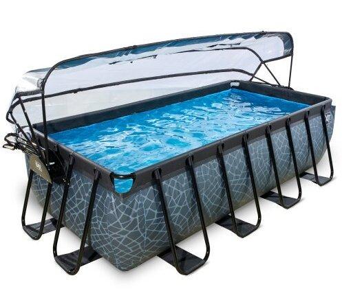 Бассейн каркасный прямоугольный с куполом Exit Toys 400х200х100 см фильтр насосос/картридж Камень (964903871)