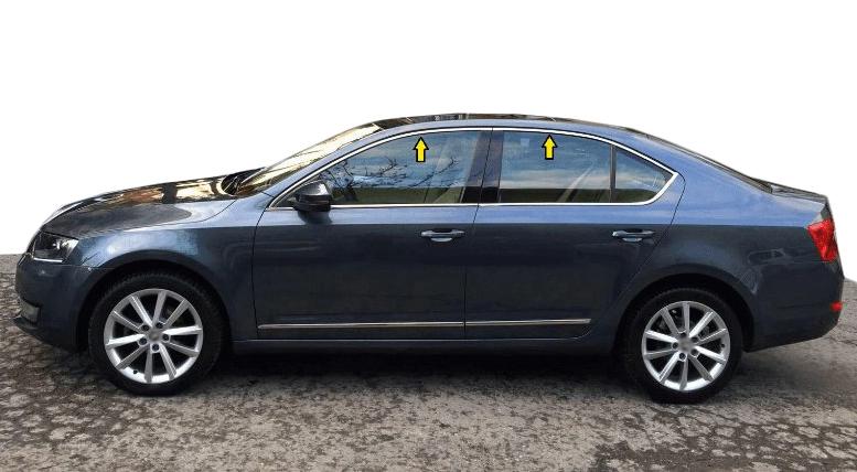 Верхняя окантовка стекол для Skoda Octavia III A7 2013-2019 4 шт. алюминий