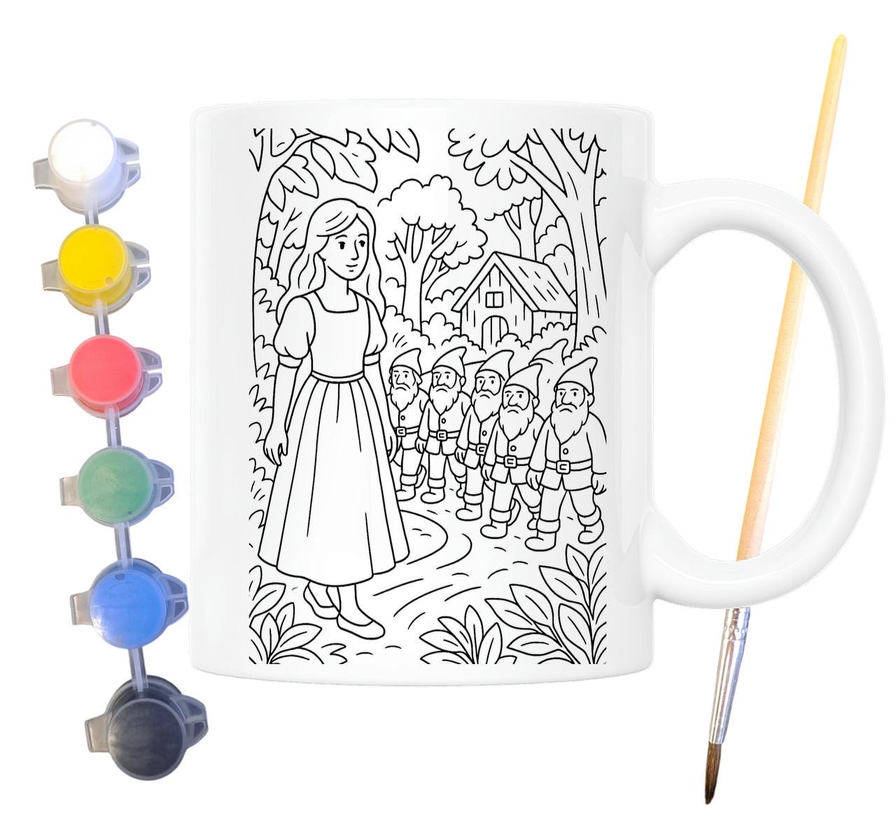 Набір для творчості кружка розмальовка Білосніжка та семеро гномів за мотивами казки братів Грімм 330 мл Білий (КР0187) - фото 2