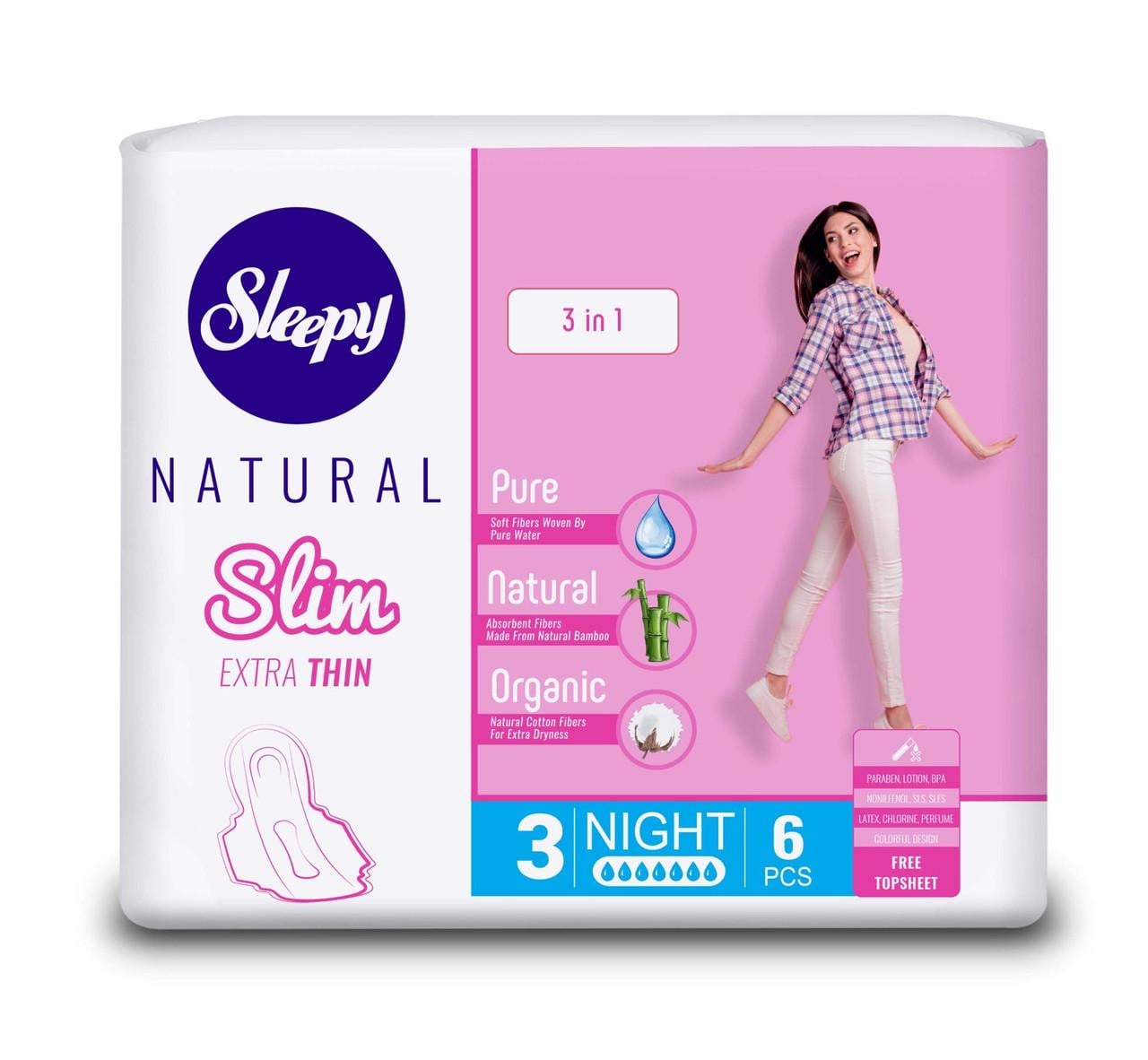 Прокладки ночные Sleepy Slim Night без запаха 320 мм 7 капель 6 шт. (000006112) Прокладки ночные Sleepy Slim Night без запаха 320 мм 7 капель 6 шт. (000006112)