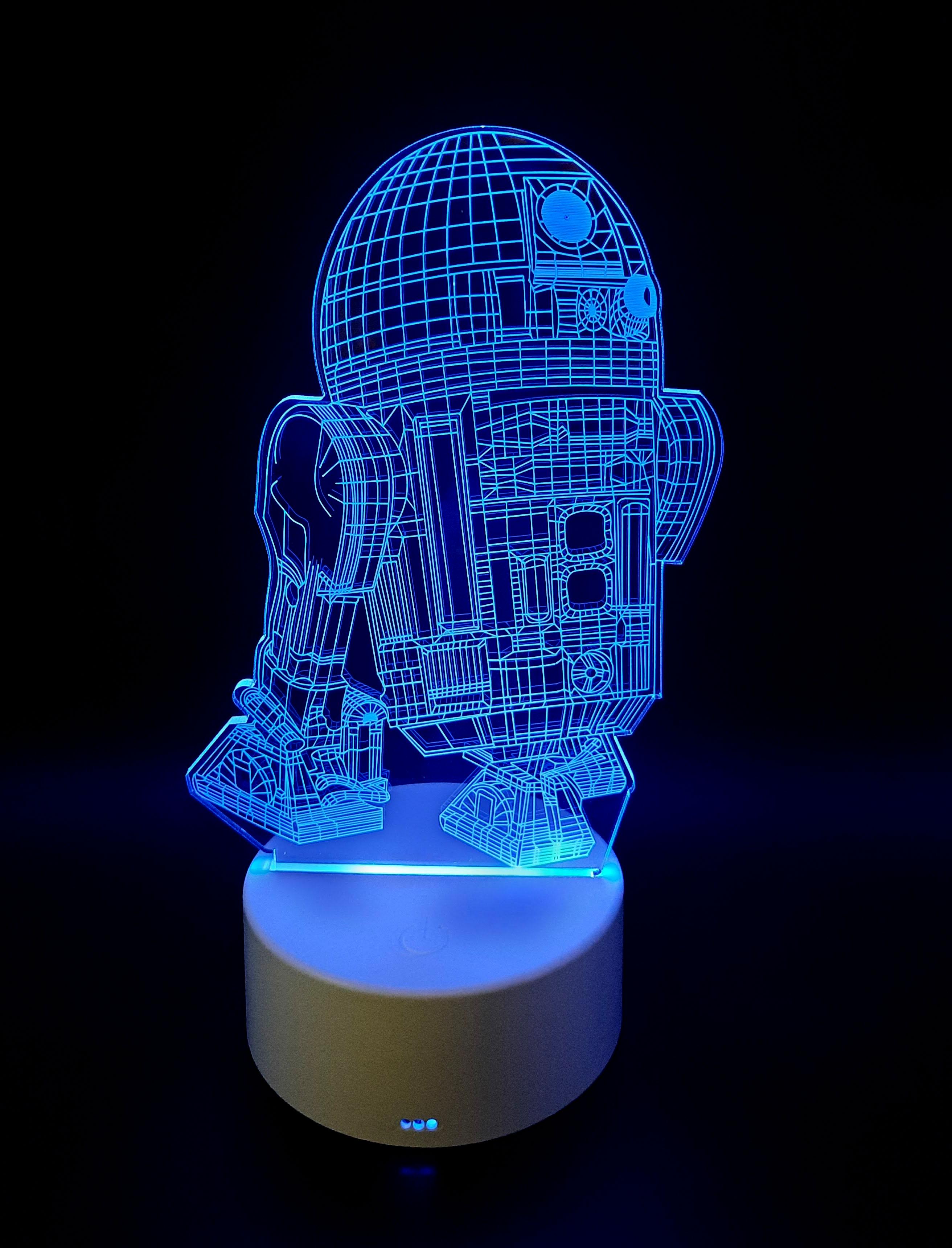 3D LED нічник світильник 16 кольорів Зоряні війни R2D2 - фото 4