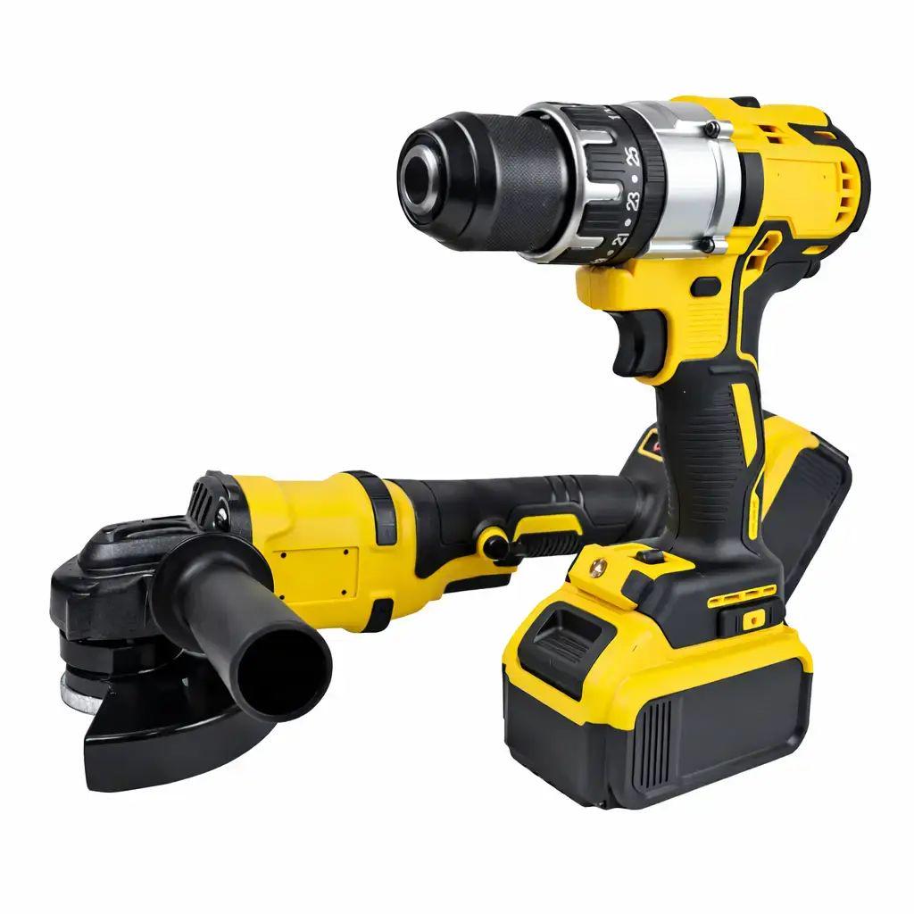 Набор аккумуляторных электроинструментов 48V шуруповерт и болгарка с 2 аккумуляторами в пластиковом кейсе Желтый (opt-105804)
