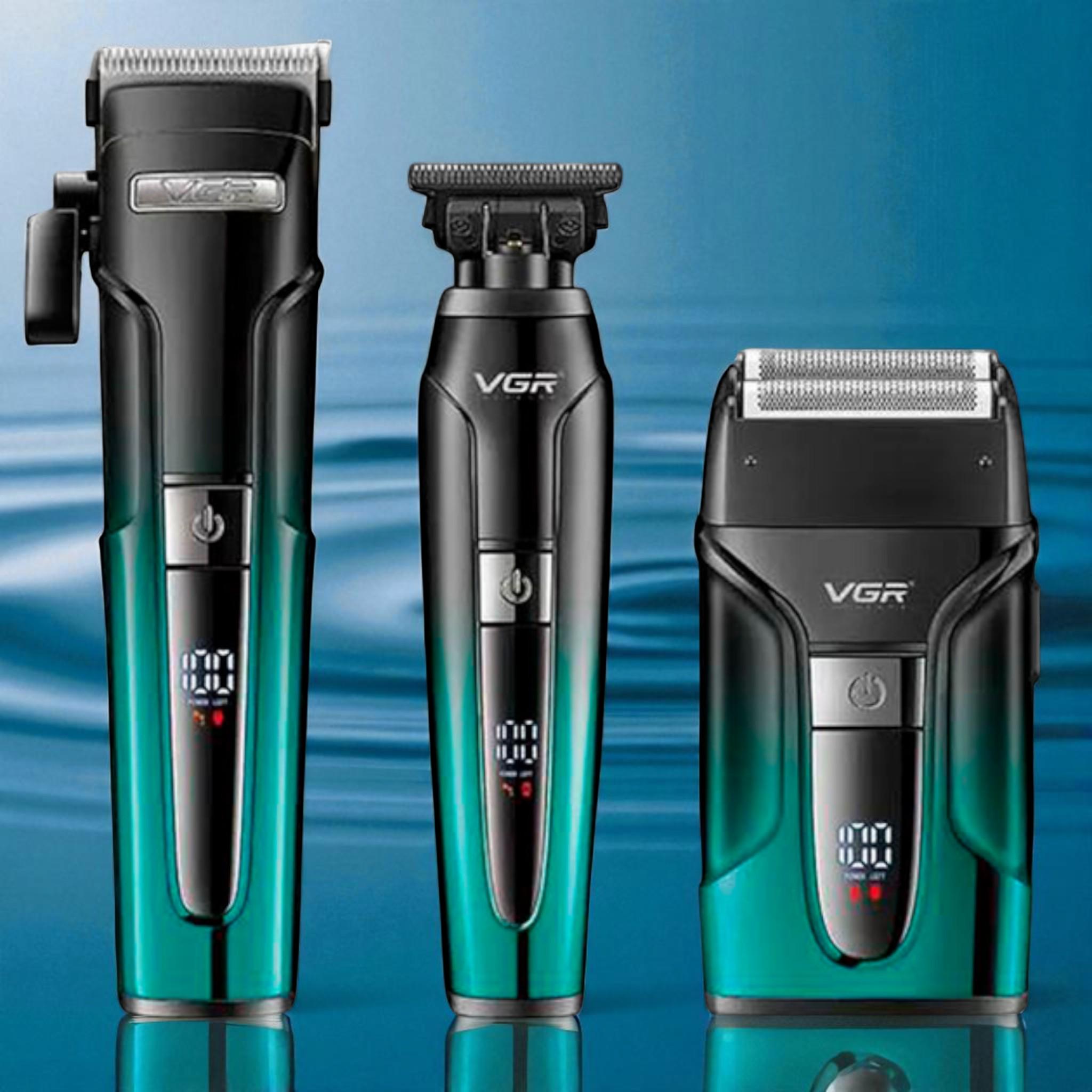 Набор VGR 3в1 V-694 Машинка для стрижки аккумуляторная clipper/триммер/электробритва Blue (E_V-694Blue) - фото 2 Набор VGR 3в1 V-694 Машинка для стрижки аккумуляторная clipper/триммер/электробритва Blue (E_V-694Blue) - фото 2