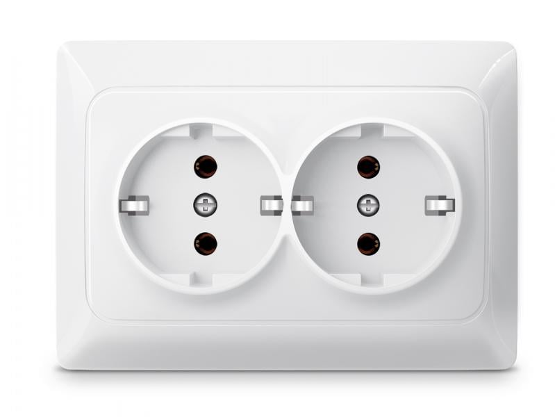 Розетка подвійна TITANUM із заземленням Білий Розетка подвійна TITANUM із заземленням Білий