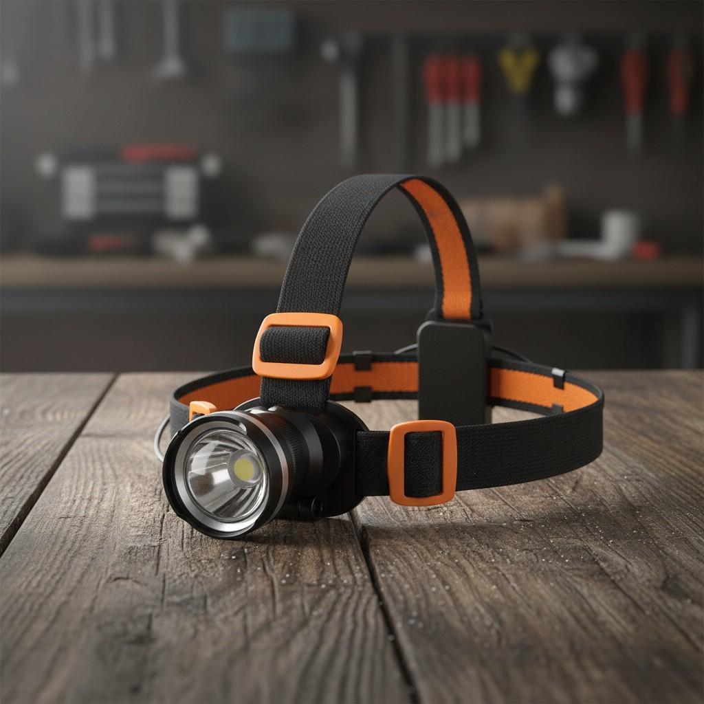 Фонарь налобный алюминиевый на батарейках AAAх3 кемпинговый мощностью 400 лм 5 Вт с 3 режимами освещения Черный (99-2001) (99-2001)