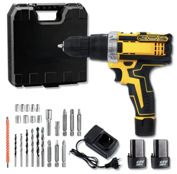 Шуруповерт Screw Driver Sets аккумуляторный с насадками в кейсе 12V Yellow (30910)