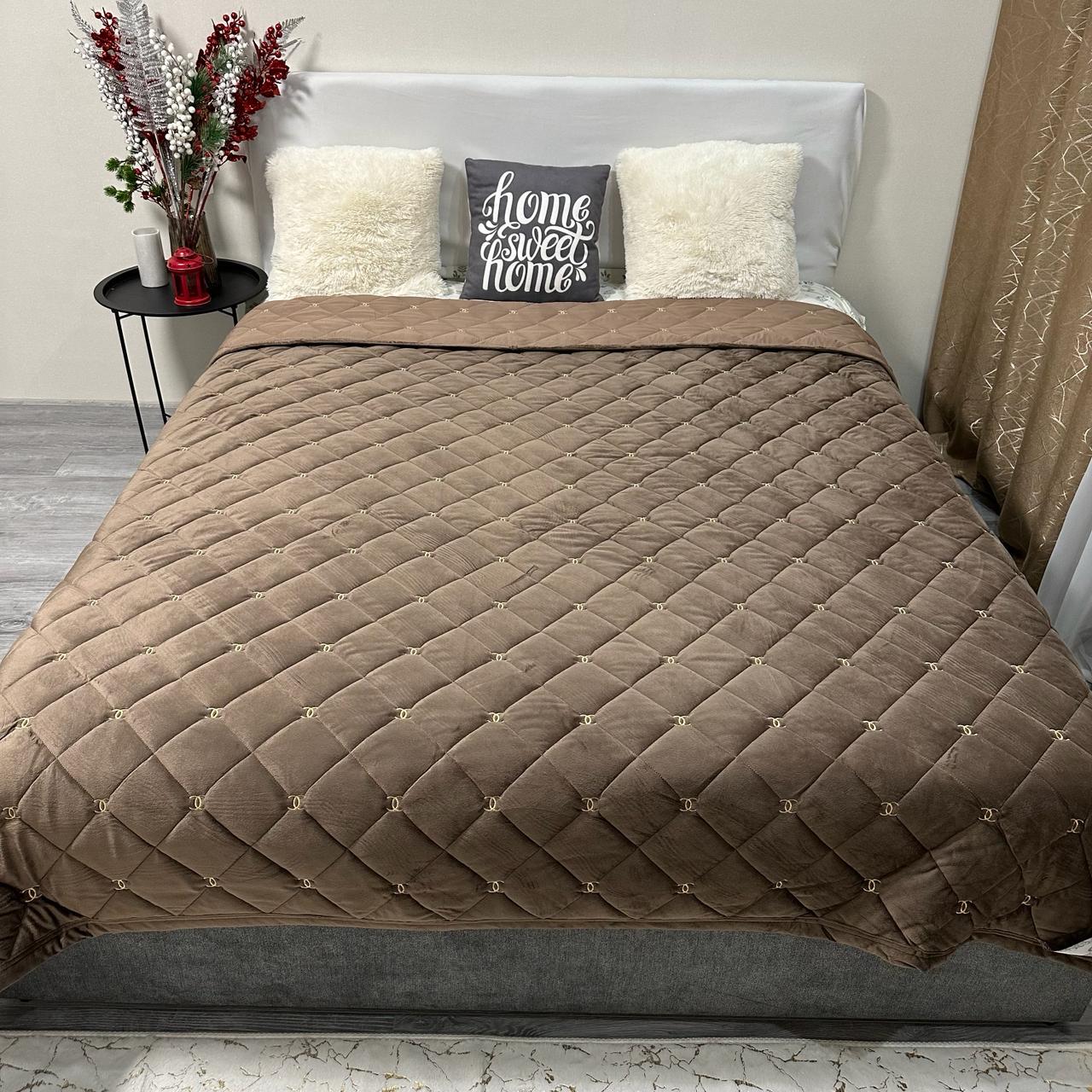 Покривало на ліжко велюрове євро 220x240 см Коричневий (28821679) - фото 9
