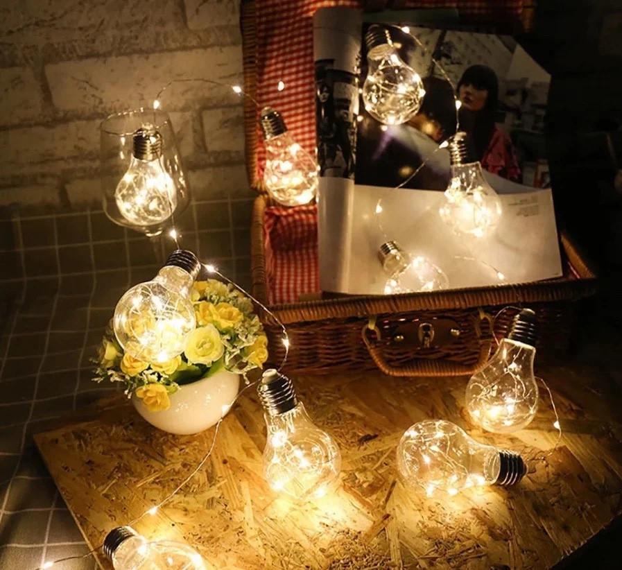 Гирлянда-штора светодиодная Лампочка классическая 10LED с наполнением от сети 4 м Золотой (1000-ZB-004G)