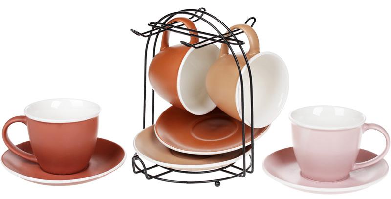 Кофейный сервиз Терракота 4 чашки по 170 мл с блюдцами на подставке (BD-432-009) - фото 2 Кофейный сервиз Терракота 4 чашки по 170 мл с блюдцами на подставке (BD-432-009) - фото 2