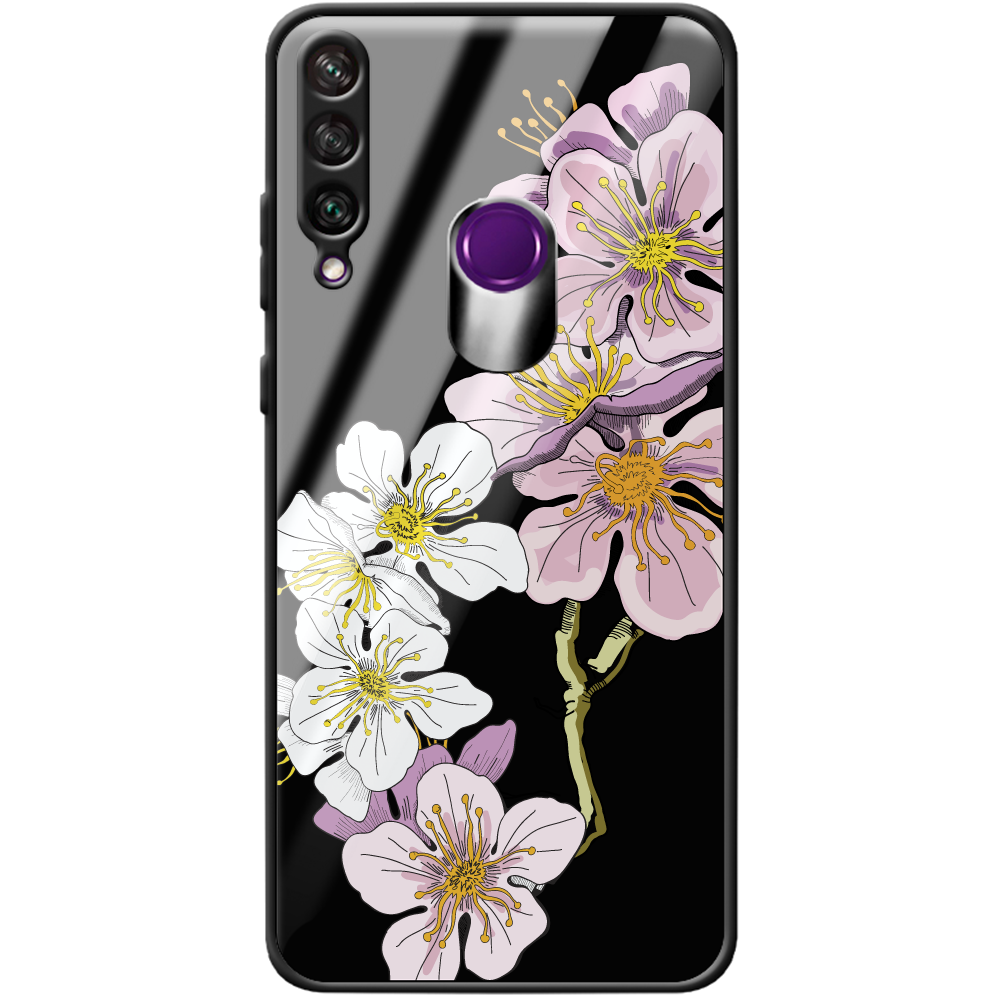 Чехол Boxface Huawei Y6p Cherry Blossom Черный силикон со стеклом (40017-cc4-40863)