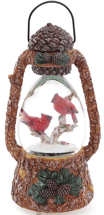 Декоративный фонарь Кардиналы с водяным шаром и Led-подсветкой 22,8 см музыкальный (BD-129-037)