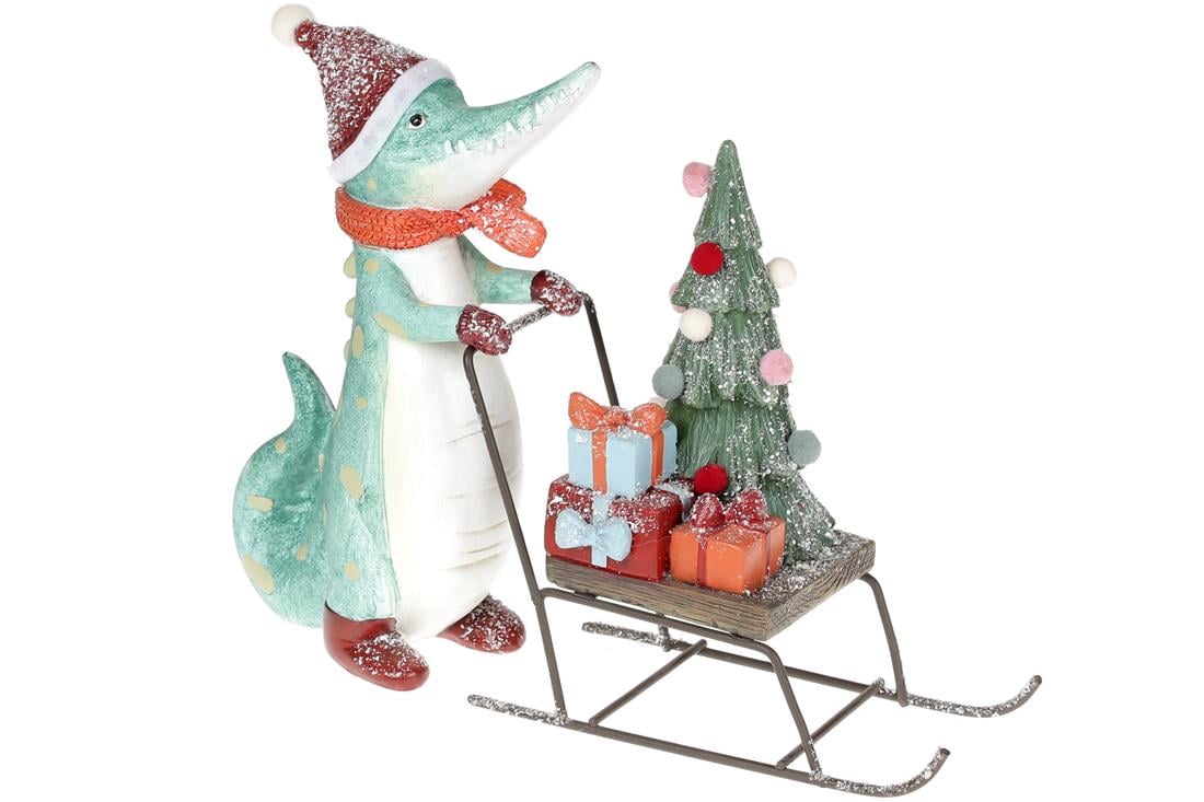 Декоративная фигурка BonaDi Крокодил с елкой (838-215)