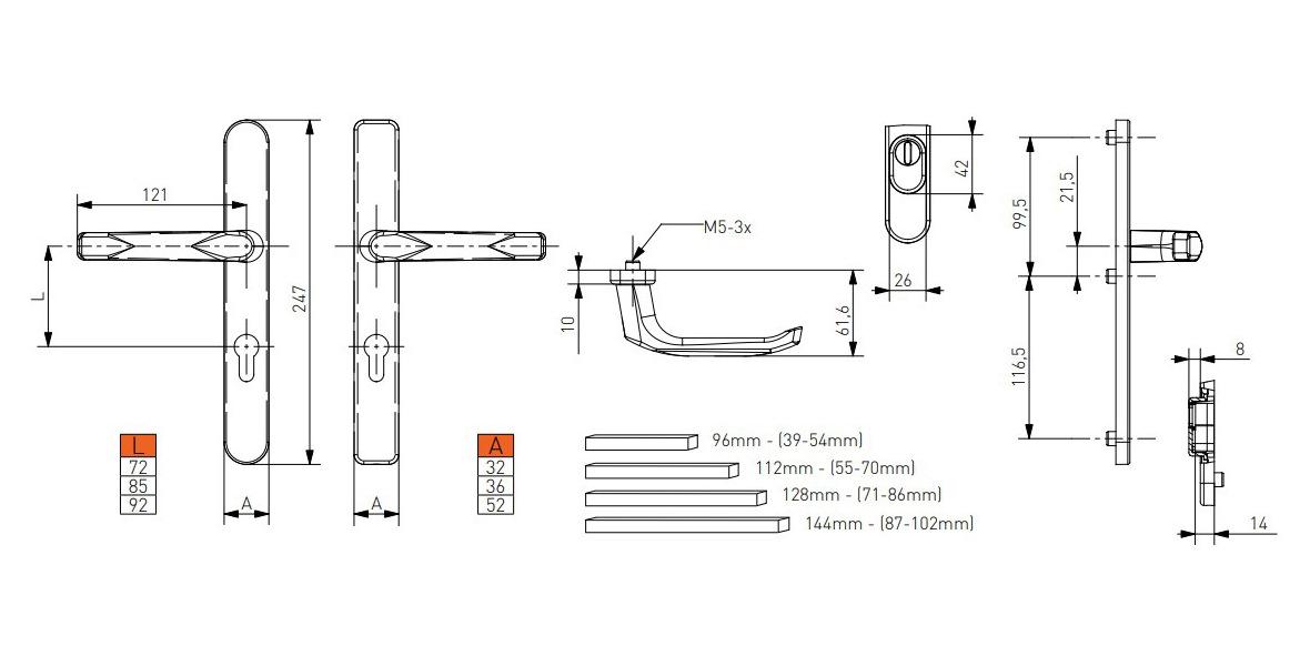 Гарнитур дверной нажимной Medos SATURN PZ92 32 мм Коричневый RAL8077/Белый (107807790163292) - фото 2