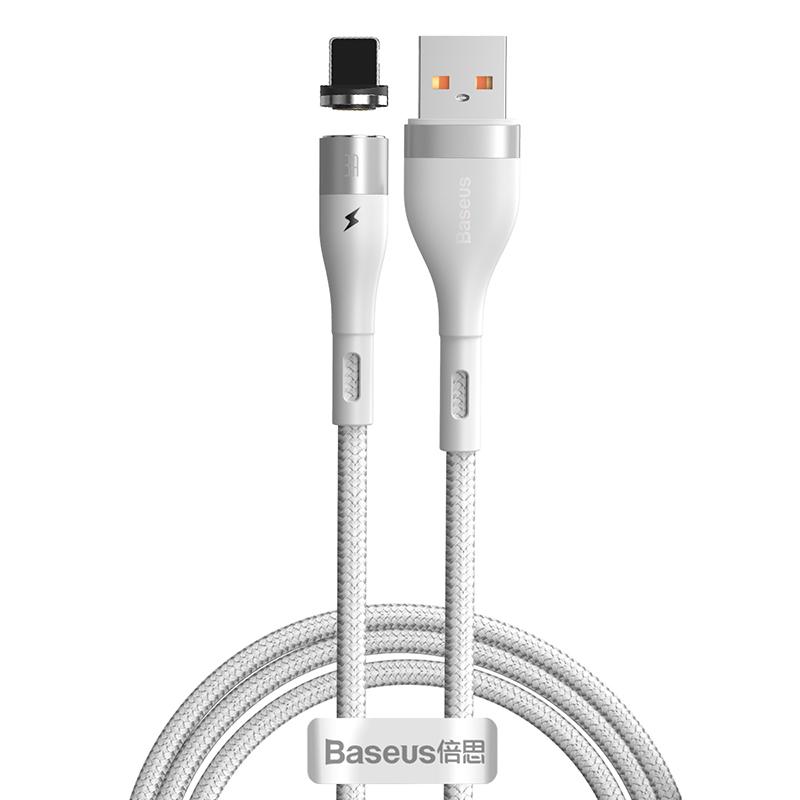 Кабель Baseus Zinc Magnetic USB 2.0 to Lightning 2.4 A 1 м Білий (CALXC-K02)
