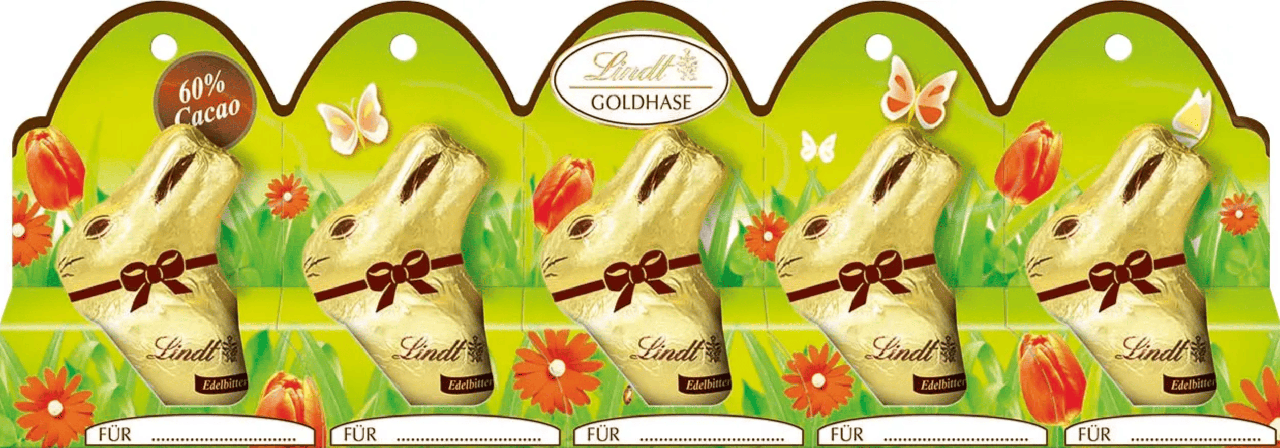 Шоколадні кролики Lindt Mini Golden Rabbit Edelbitter 5 шт. 50г (2979314264)