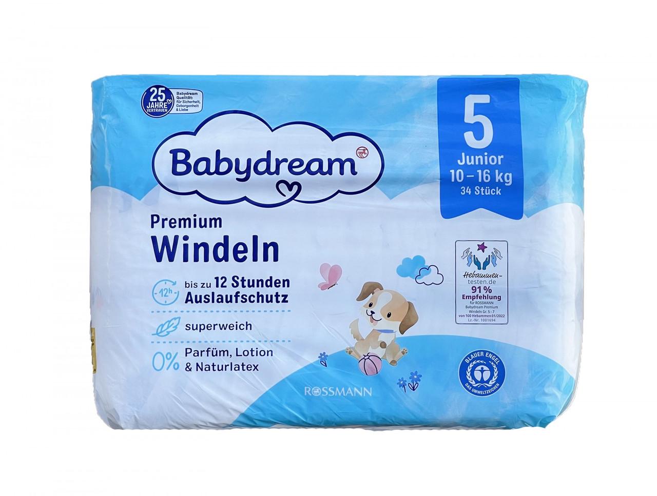 Підгузки дитячі одноразові Babydream Premium 5 Junior 10-16 кг 34 шт. (1891323205)