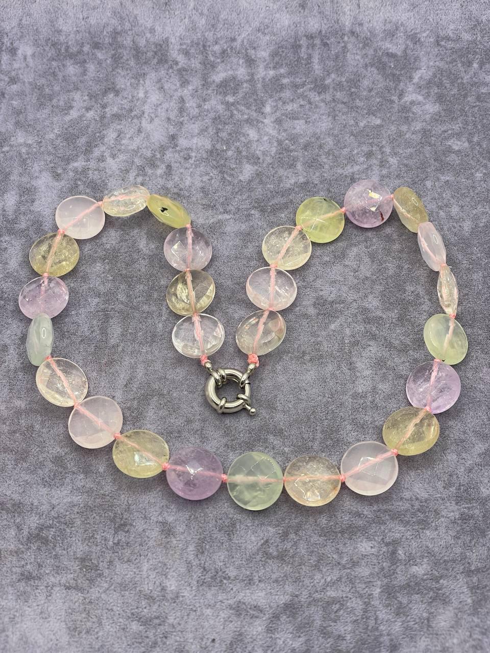 Бусы кварц 45 см 15 мм Разноцветный (314)