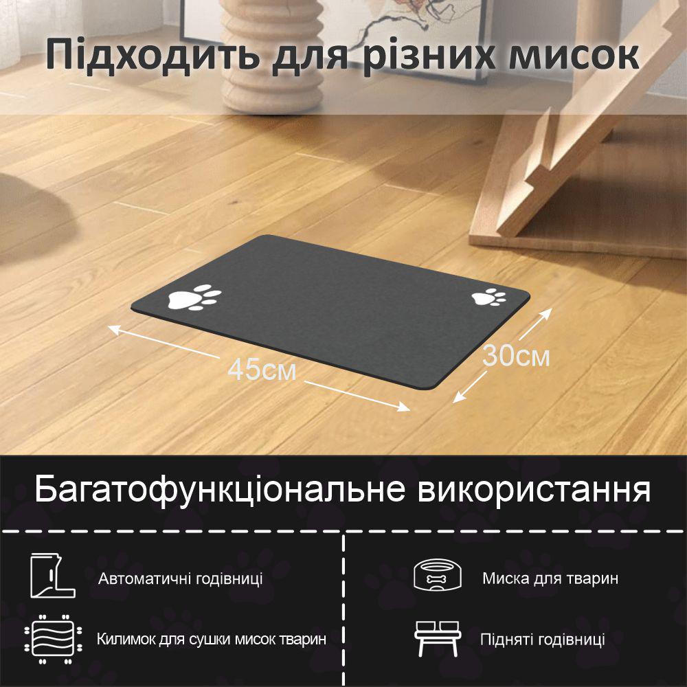 Коврик для животных Следы антискользящий/поглощающий/быстросохнущий 30х45 см Черный (300172) - фото 8 Коврик для животных Следы антискользящий/поглощающий/быстросохнущий 30х45 см Черный (300172) - фото 8