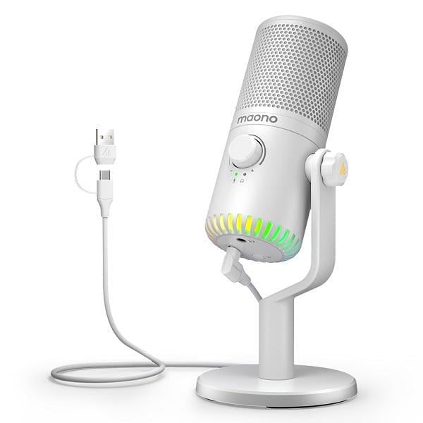 Конденсаторный микрофон Maono DM30 с RGB-подсветкой Белый (1666)