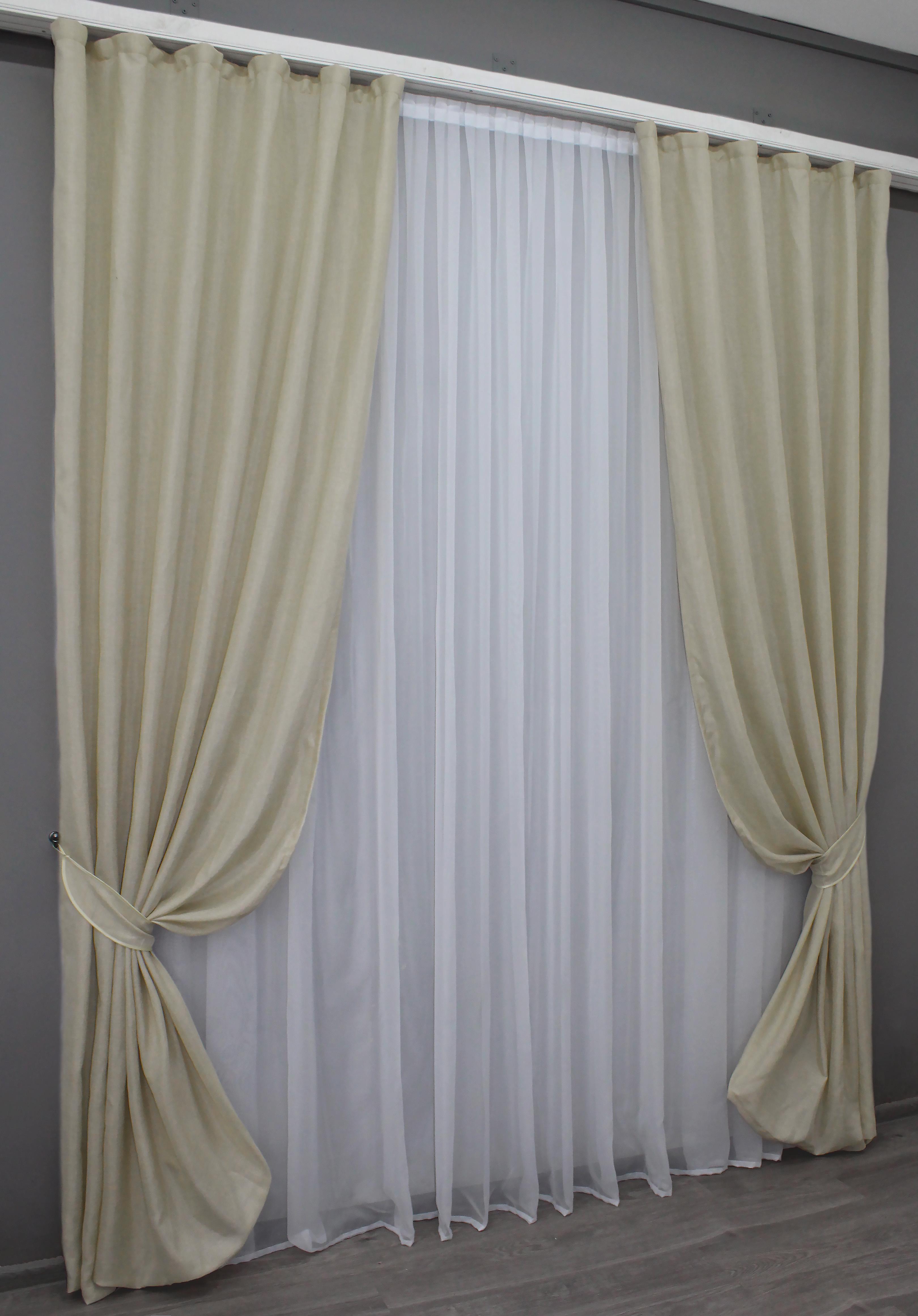 Комплект штор VR-Textil Мешковина № 114ш лен 150х270 см 2 шт. Бежевый (30-024) - фото 2 Комплект штор VR-Textil Мешковина № 114ш лен 150х270 см 2 шт. Бежевый (30-024) - фото 2