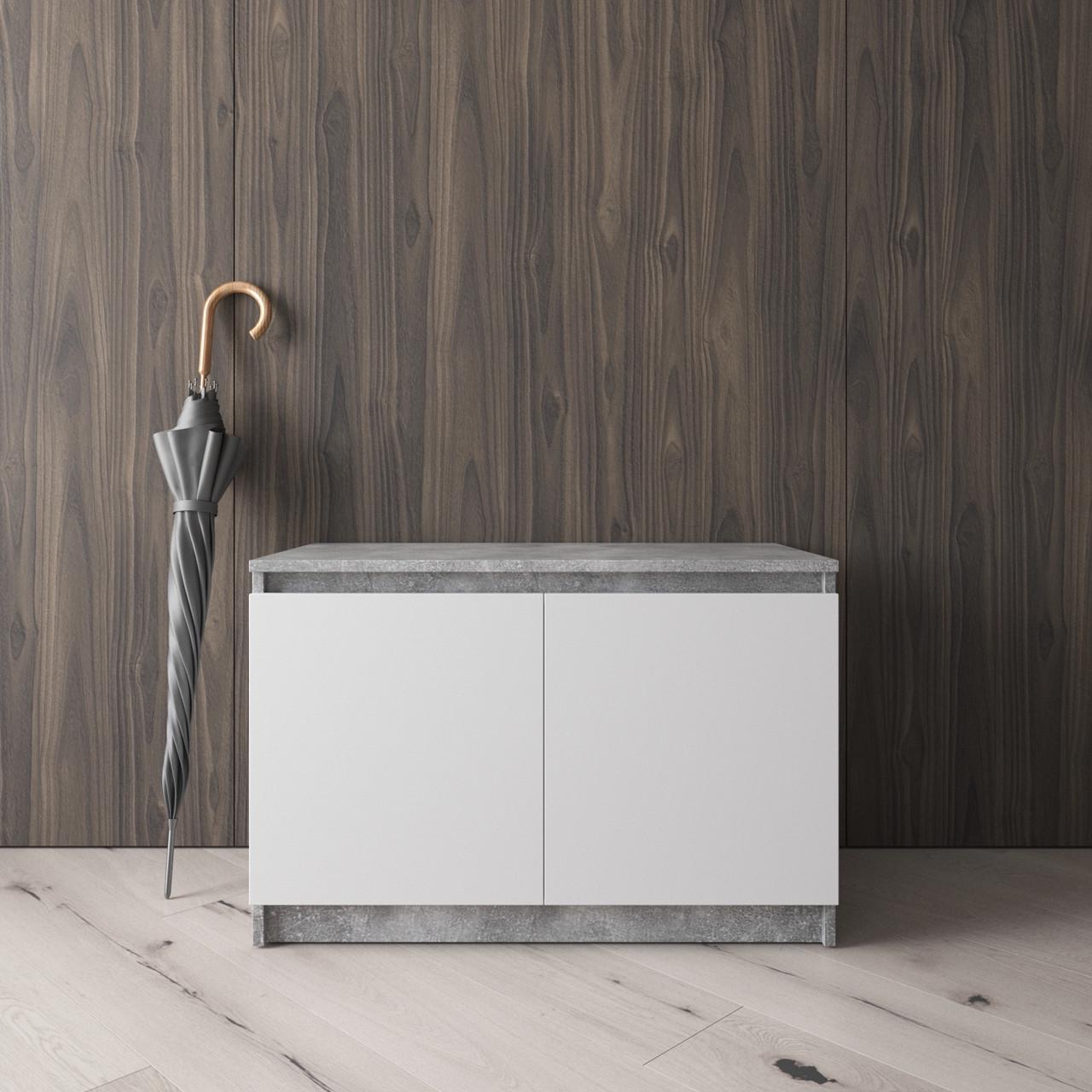 Тумба для обуви VAYS двухдверная Бетон 80х40х53 см Белый (30562596)