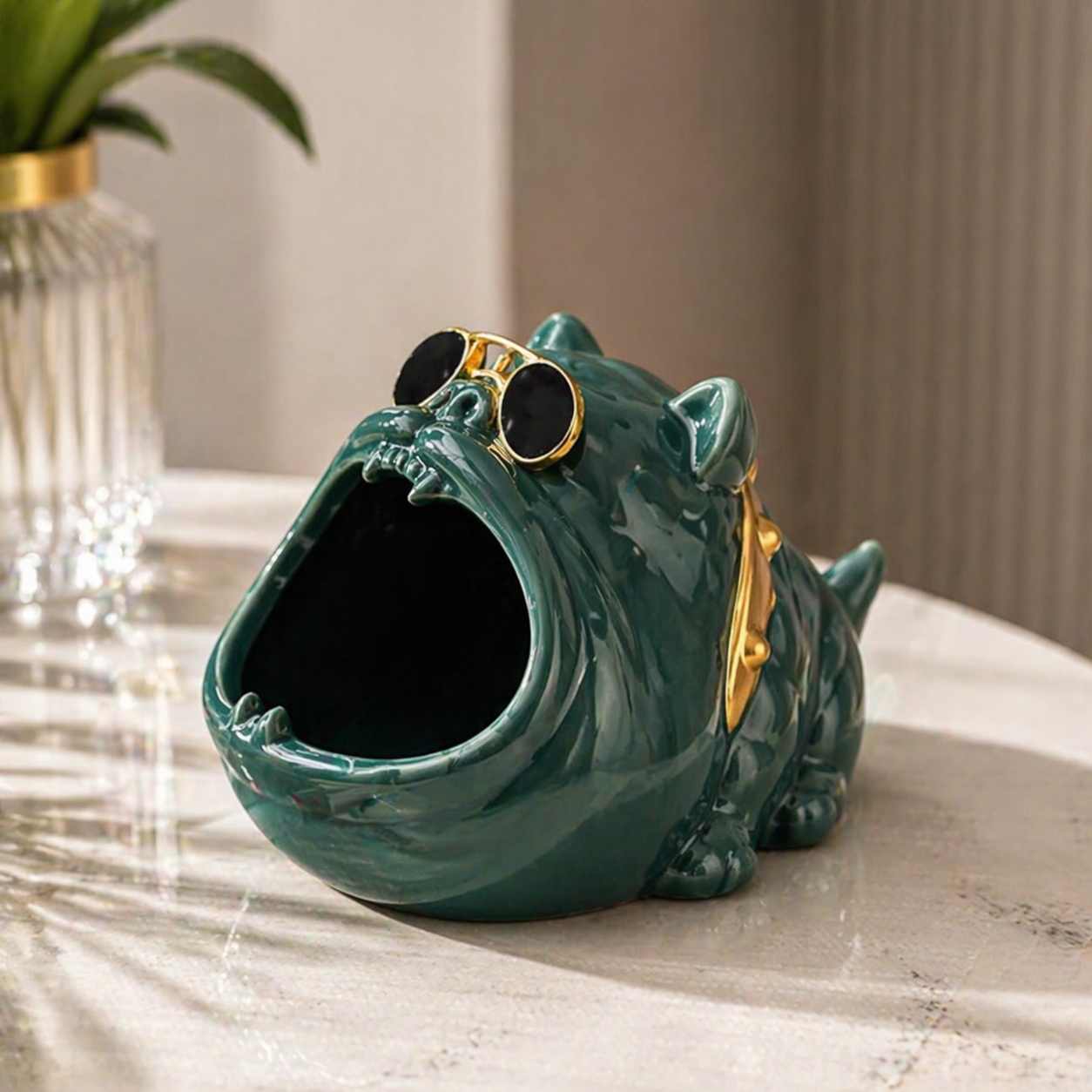 Пепельница-органайзер Бульдог с ключницей Зеленый (Арт1231)