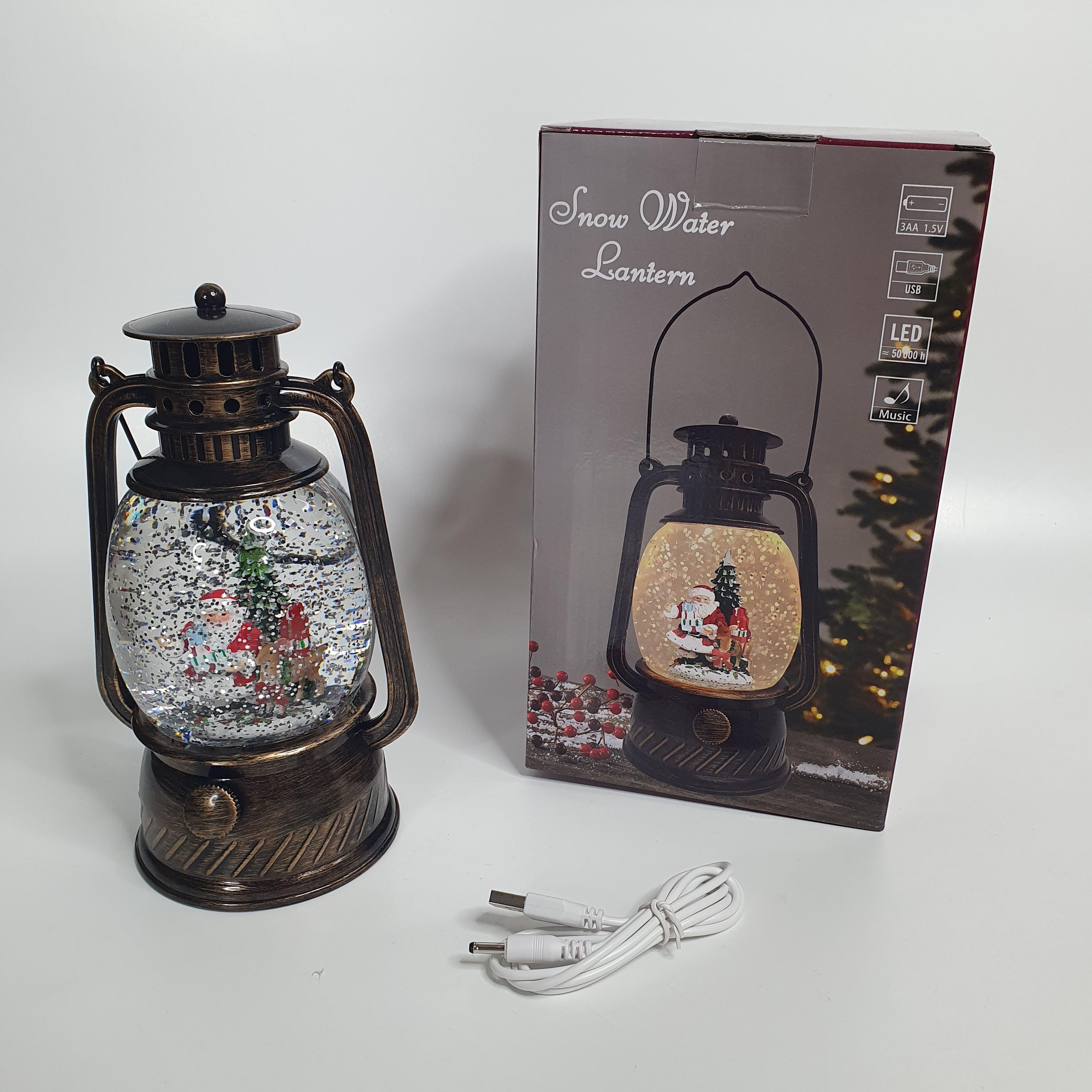 Светильник новогодний музыкальный Санта LED с автоподдувом от USB и батареек 20х9х9 см Бронзовый (NMD-18-Brown)