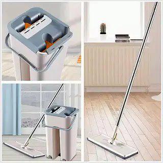 Швабра телескопическая с ведром и самоотжимом Scratch Cleaning Mop на 5 л Бежевый - фото 2