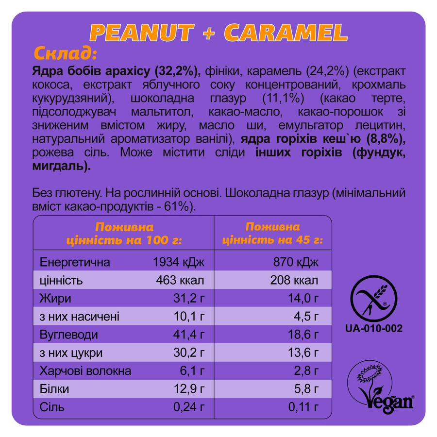 Батончик Fizi Арахис-карамель 45 г 10 шт (2512355221) - фото 2 Батончик Fizi Арахис-карамель 45 г 10 шт (2512355221) - фото 2