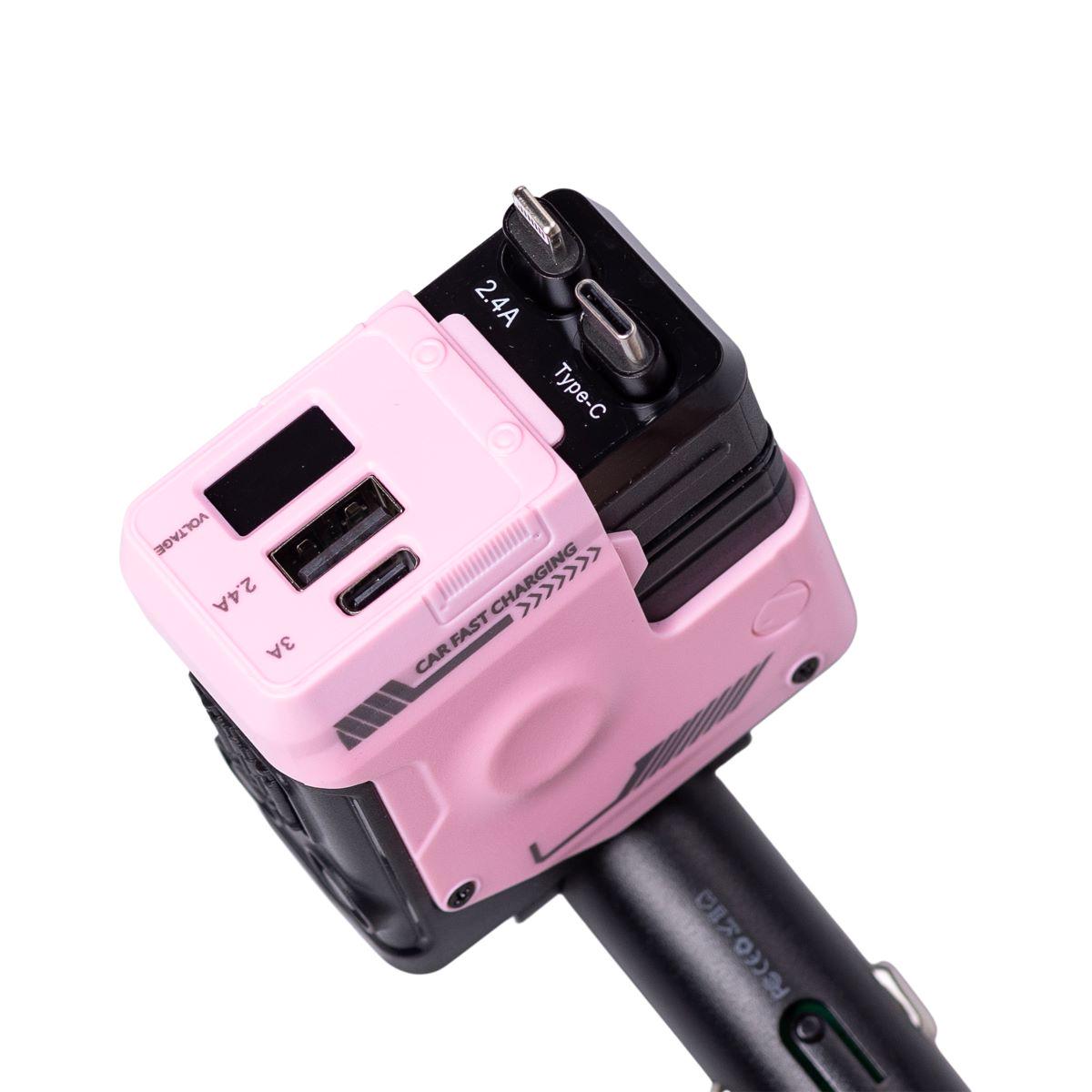 Зарядний пристрій автомобільний Mecha з висувними кабелями та портами USB/Type-C Рожевий (6834) - фото 2 Зарядний пристрій автомобільний Mecha з висувними кабелями та портами USB/Type-C Рожевий (6834) - фото 2